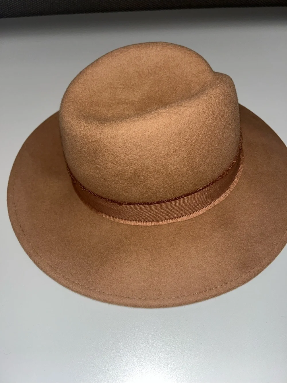Cost Plus World Market Tan Wide-Brim Felt Fedora